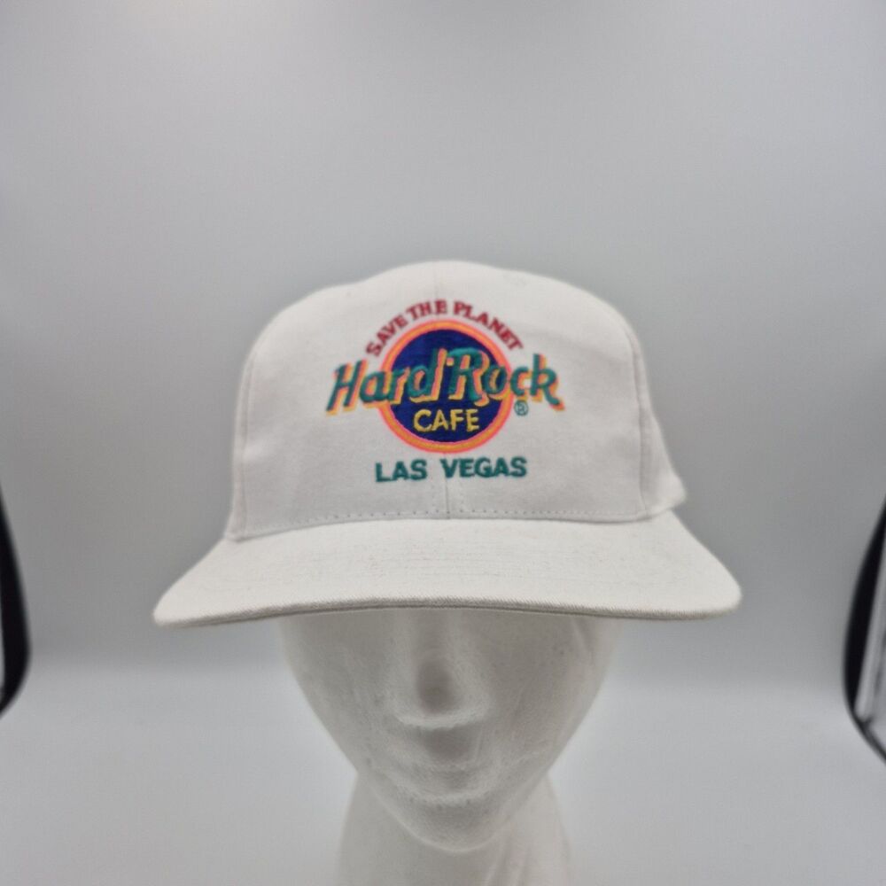 Hard Rock Cafe Hat Cap Snap Back One Size White Mens Save The Planet Las Vegas